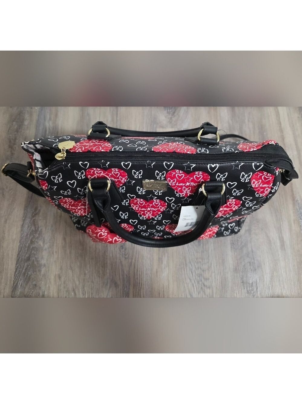 Luv Betsey by Betsey Johnson Heart Print Satchel Bag - New With Tag - Picture 8 of 12